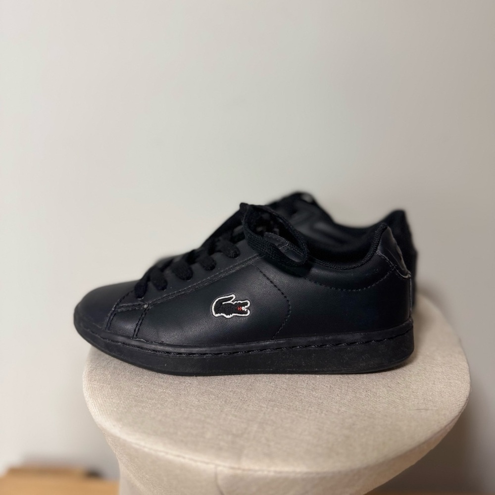 LACOSTE Kids Black Leather Sneakers (size 10)
